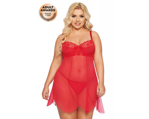 Ночная сорочка и стринги SoftLine Collection Carla, красный, XXXL