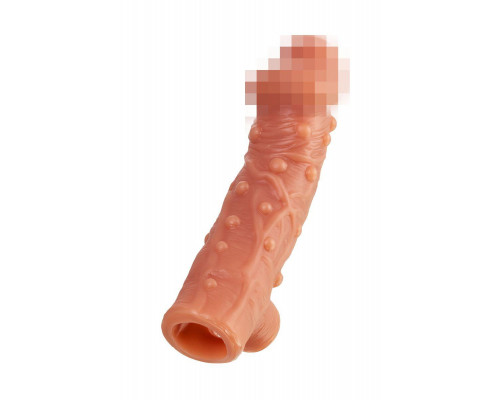 Насадка реалистичная KOKOS COCK SLEEVE 002-L с дополнительной стимуляцией, TPE, телесная, 17.6 см