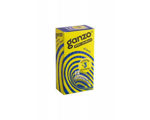 Презервативы Ganzo, classic, классические, латекс, двойная смазка, 18,5 см, 5,2 см, 15 шт.
