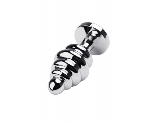 Анальная втулка Metal by TOYFA, металл, серебряная, с красным кристаллом, 8 см, Ø 3,5 см, 95 г