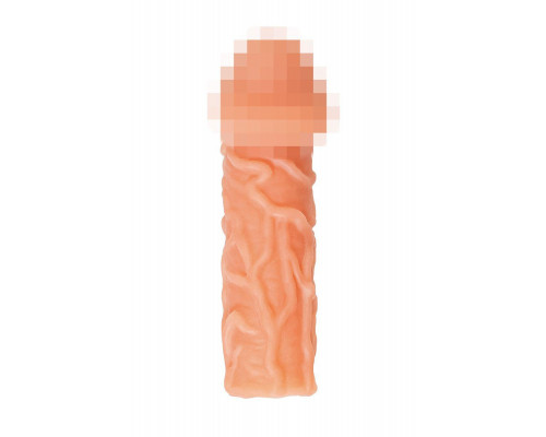 Насадка реалистичная KOKOS COCK SLEEVE 006-L с дополнительной стимуляцией, TPE, телесная, 15.6 см