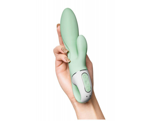 Вибратор с расширением Satisfyer Air Pump Bunny 5+ Connect App, силикон, мятный, 10 см