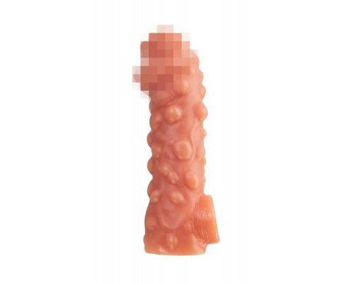 Насадка реалистичная KOKOS COCK SLEEVE 003-M с дополнительной стимуляцией, TPE, телесная, 15.6 см