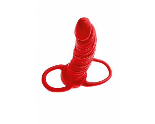 Насадка на пенис для двойного проникновения Black&Red by TOYFA , силикон, красный, 16,5 см
