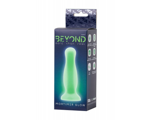 Анальная втулка, светящаяся в темноте, Beyond by Toyfa Mortimer Glow, силикон, зелёный, 12,5 см