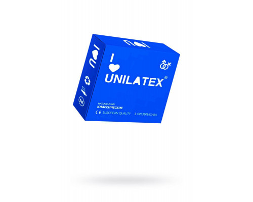 Презервативы Unilatex, natural plain, гладкие, классические, 19 см, 5,4 см, 3 шт.