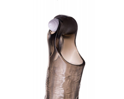 Насадка на пенис с вибрацией XLover by TOYFA, TPE, черный прозрачный, 15,5 см