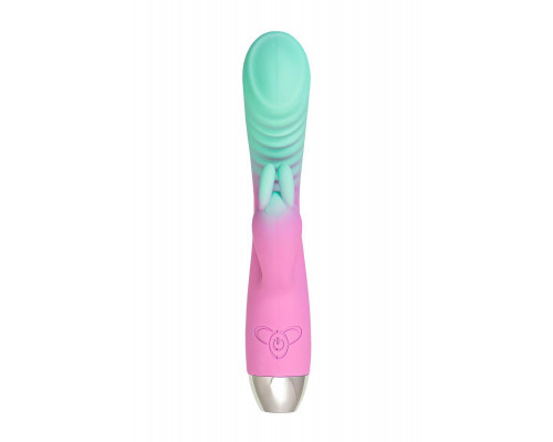 Вибратор для точки G с клиторальной стимуляцией, Flovetta ORCHID, силикон, мятно-розовый, 21 см
