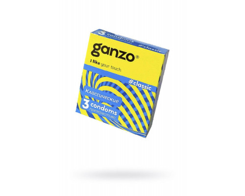 Презервативы Ganzo, classic, классические, латекс, двойная смазка, 18,5 см, 5,2 см, 3 шт.