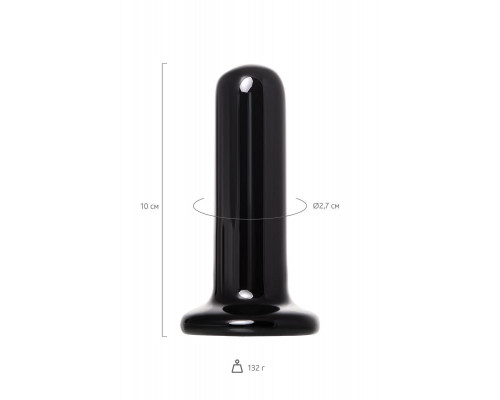 Стеклянный мини-вибратор Sexus Glass, стекло, черный, 10 см
