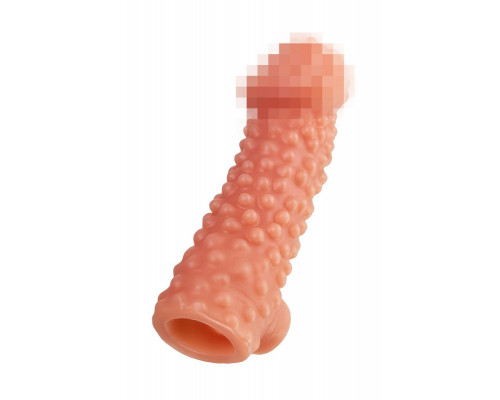 Насадка реалистичная KOKOS COCK SLEEVE 004-M с дополнительной стимуляцией, TPE, телесная, 15.6 см
