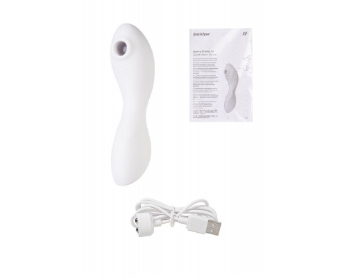 Вакуумный стимулятор клитора с вибрацией Satisfyer Curvy Trinity 5 Connect App, белый, 16,5 см