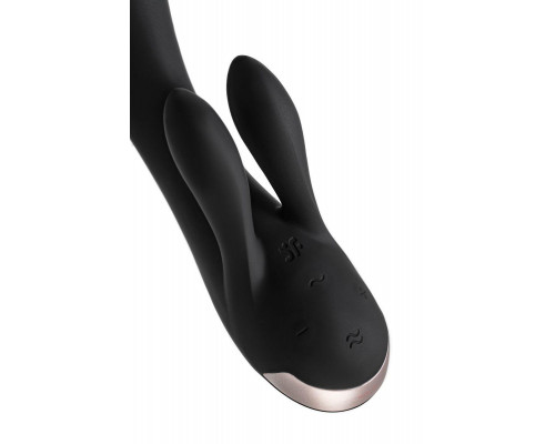 Вибратор с клиторальным стимулятором Satisfyer Double Flex Connect App, черный, силикон, 20 см