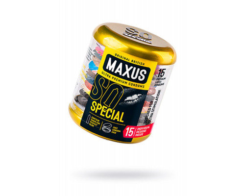 Презервативы Maxus, латекс, точечные, ребристые, железный кейс,15 шт.