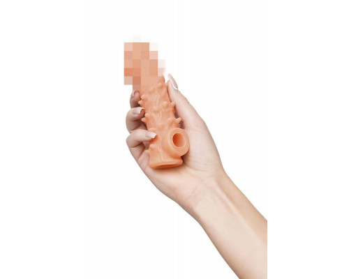 Насадка реалистичная KOKOS COCK SLEEVE 005-S с дополнительной стимуляцией, TPE, телесная, 13.8 см