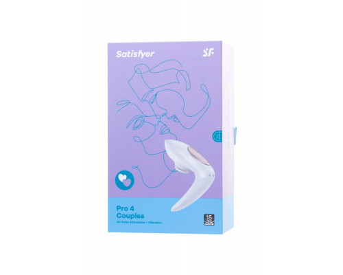 Стимулятор для пар Satisfyer Pro 4 Couples, вакуум-волновой бесконтактный, силикон, белый, 19,5 см.