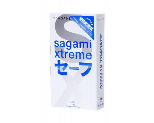 Презервативы Sagami, xtreme, ultrasafe, латекс, 19 см, 5,2 см, 10 шт.