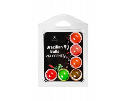 Массажное масло SECRET PLAY BRAZILIAN BALLS, микс ароматов, 6 х 4 гр