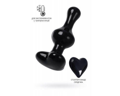 Анальная втулка Sexus Glass, стекло, черная, 9,8 см
