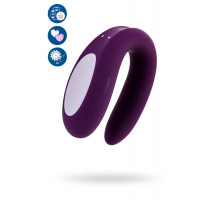 Многофункциональный стимулятор для пар Satisfyer Double Joy Connect App, силикон, фиолетовый, 18 см
