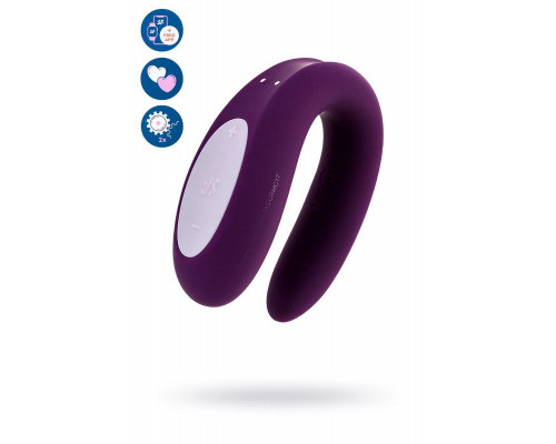 Многофункциональный стимулятор для пар Satisfyer Double Joy Connect App, силикон, фиолетовый, 18 см