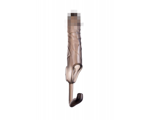 Насадка на пенис с дополнительной стимуляцией XLover by TOYFA, TPE, черный прозрачный, 15 см