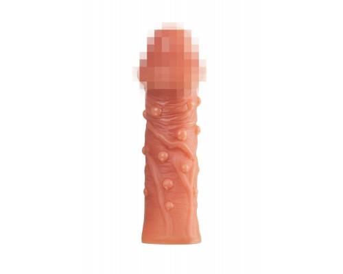 Насадка реалистичная KOKOS PENIS SLEEVE с дополнительной стимуляцией, TPE, телесная, 16.5 см
