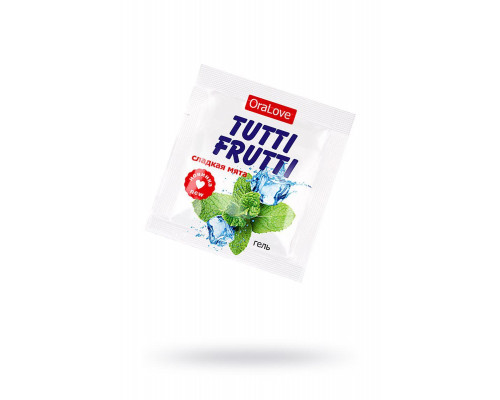Съедобная гель-смазка TUTTI-FRUTTI для орального секса со вкусом сладкой мяты 4г по 20 шт в упаковке