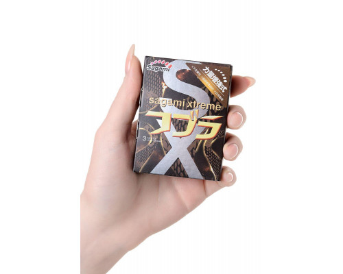 Презервативы Sagami, xtreme, cobra, латекс, 19 см, 5,3 см, 3 шт.