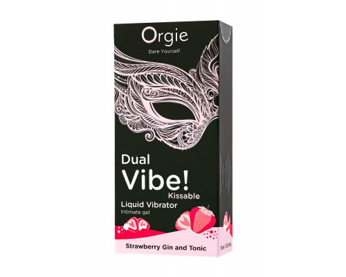 Съедобный гель с эффектом вибрации Orgie DUAL VIBE! Strawberry Gin And Tonic, на водной основе, 15мл