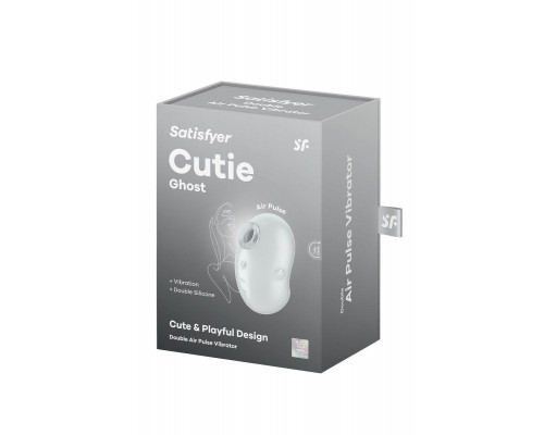 Вакуум-волновой стимулятор клитора с вибрацией Satisfyer Cutie Ghost, силикон, белый, 9,1 см