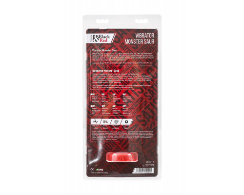 Вибратор Black&Red by TOYFA Monster Saur, силикон, красно-черный, 21,7 см