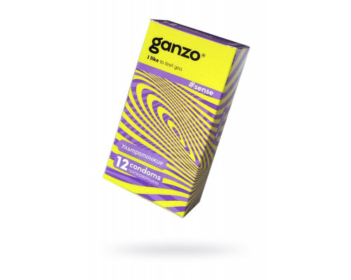 Презервативы Ganzo, sense, ультратонкие, латекс, 18 см, 5,2 см, 12 шт.