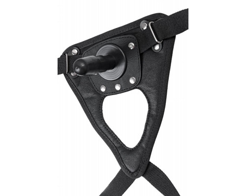 Трусики для страпона RealStick Strap-On Onyx, экокожа, черные