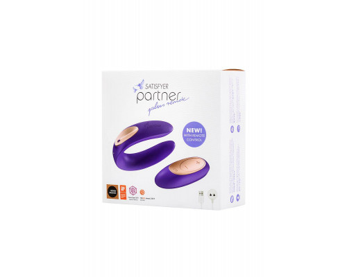 Вибромассажер для пар Satisfyer Double Plus Remote с пультом ДУ, силикон, фиолетовый, 8,8 см