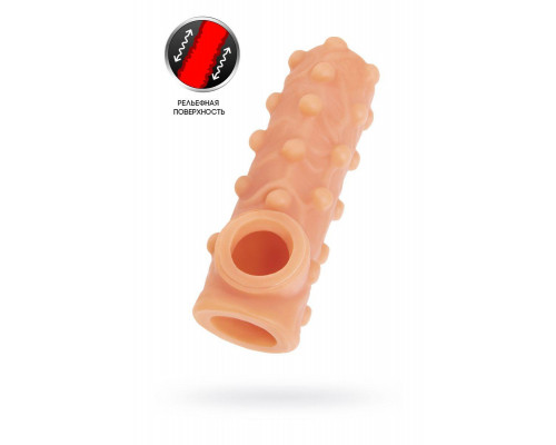 Насадка реалистичная KOKOS NUDE SLEEVE с дополнительной стимуляцией, TPE, телесная, 14 см