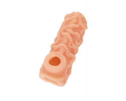 Насадка реалистичная KOKOS NUDE SLEEVE с дополнительной стимуляцией, TPE, телесная, 12 см