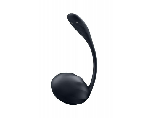 Виброяйцо Satisfyer Ribbed Petal Connect App с пультом ДУ, черное, 7,8 см