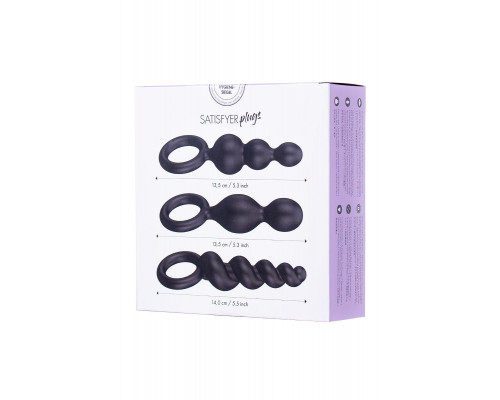 Набор анальных плагов Satisfyer Booty Call black 3 шт, силикон, чёрный, 13,5 см
