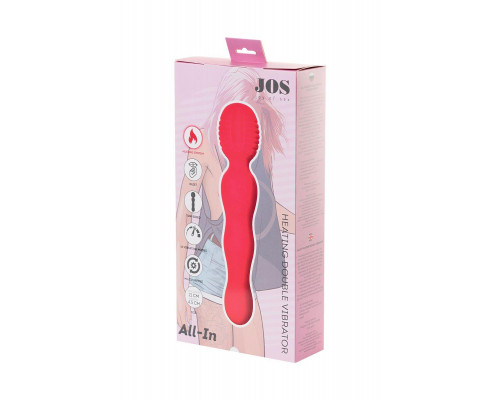 Двойной вибратор с подогревом JOS ALL-IN, силикон, розовый, 21 см