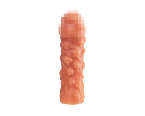Насадка реалистичная KOKOS PENIS SLEEVE с дополнительной стимуляцией, TPE, телесная, 16.5 см