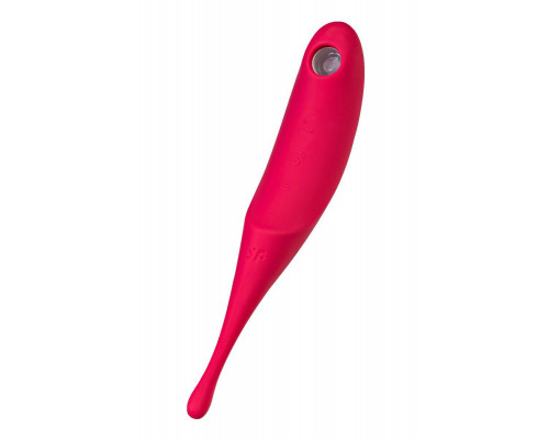 Точечный вибратор с вакуумной стимуляцией Satisfyer Twirling Pro, силикон, красный 20 см