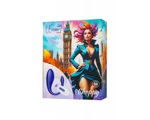 Виброяйцо L'Eroina APP CHOPPY с управлением от приложения и пульта силикон, синий, 21 см