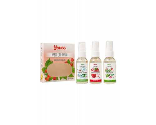 Набор гелей-смазок Yovee для любви (721002+721006+721054), вкус (малина+мята) + увл (алоэ), 3х50 мл