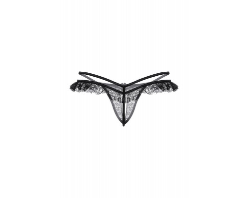 Стринги открытые с оборками SoftLine Collection, черный, S/M