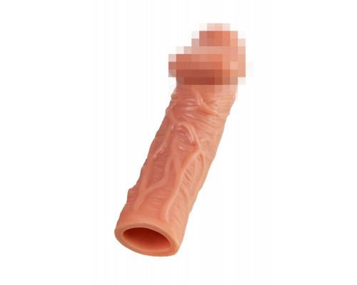 Насадка реалистичная KOKOS PENIS SLEEVE с дополнительной стимуляцией, TPE, телесная, 16.5 см