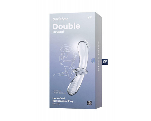 Двусторонний фаллоимитатор Satisfyer Double Crystal, стекло, прозрачный, 19,5 см