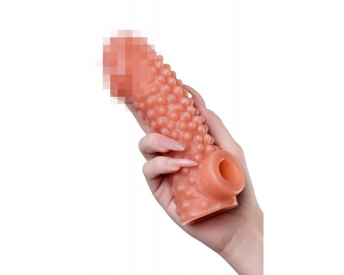 Насадка реалистичная KOKOS COCK SLEEVE 004-L с дополнительной стимуляцией, TPE, телесная, 17.6 см
