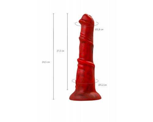 Вибратор Black&Red by TOYFA Monster Rex, силикон, красно-черный, 24,5 см