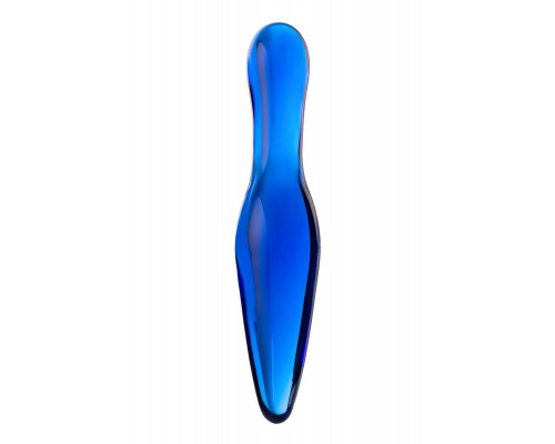 Двусторонний фаллоимитатор Sexus Glass, стекло, синий, 17,5 см